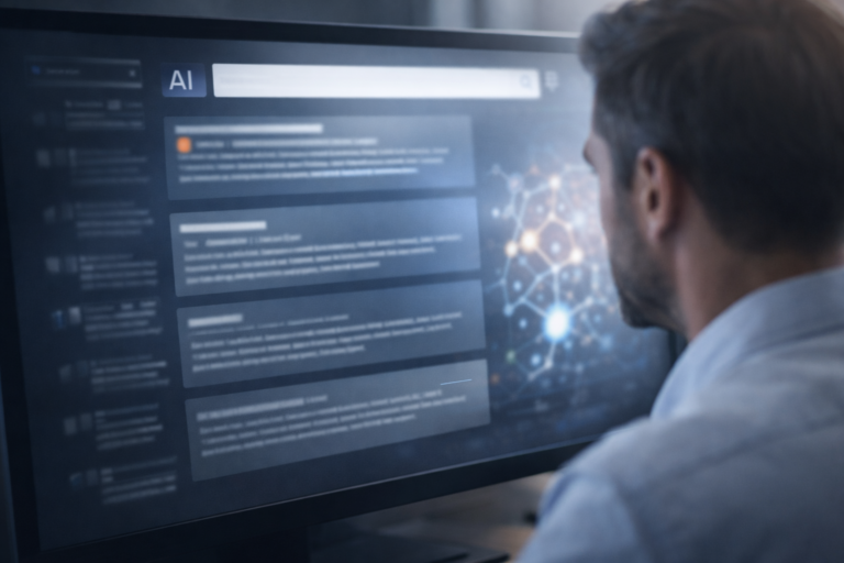 Consulente guarda i risultati GEO SEO